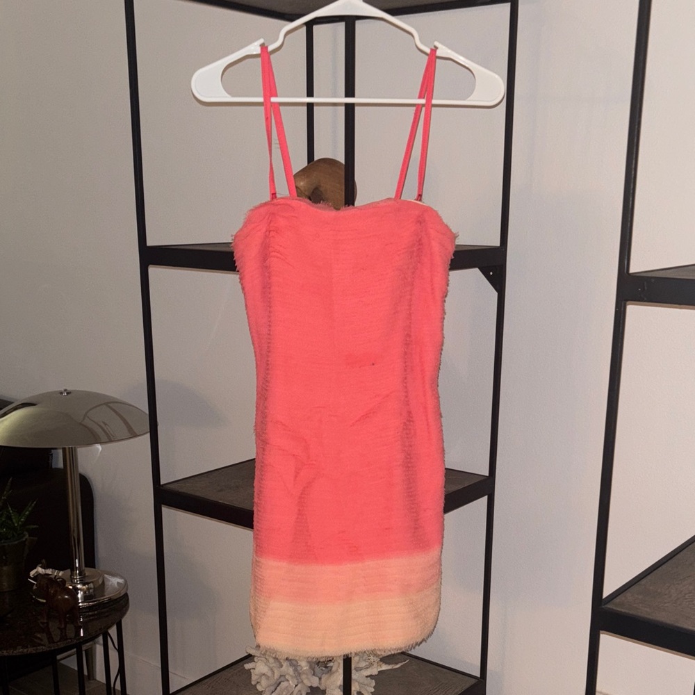 Coral Pink Strapless Dress